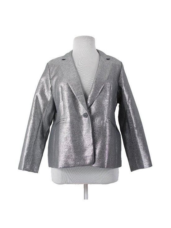 Joan Rivers Jackets & Blazers - Joan Rivers Blazer Jacket Red Carpet Sz XLP Silver Metallic Pockets Cotton Poly
